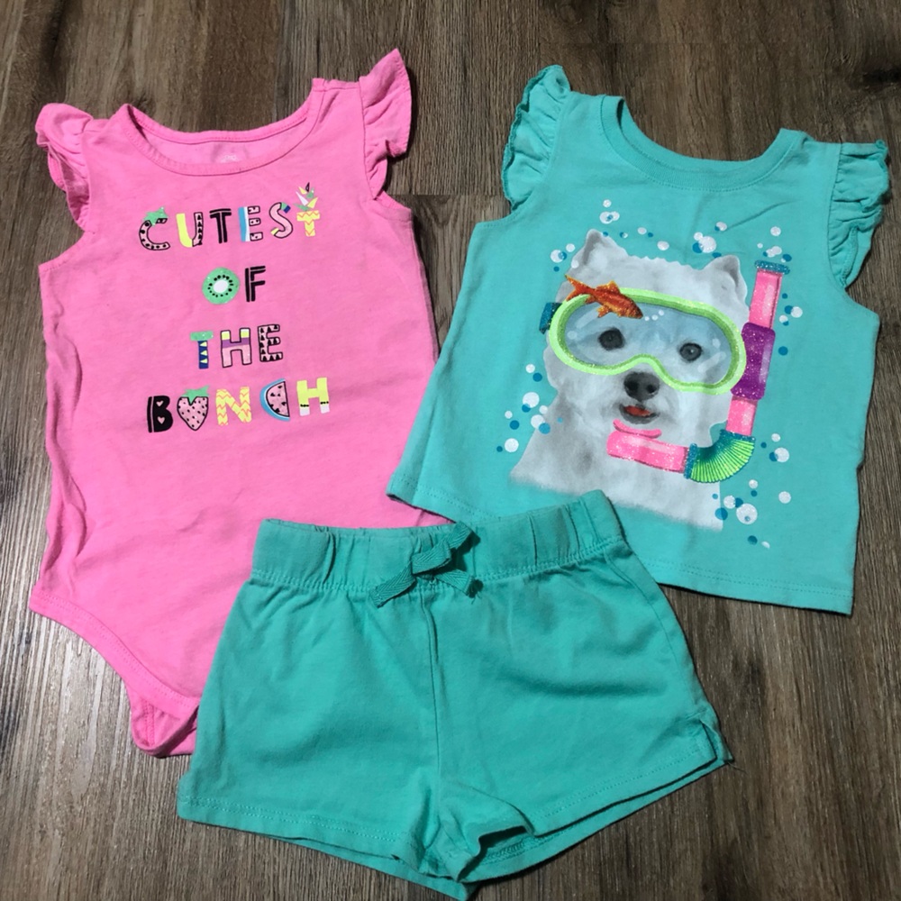 Pink and teal outfit